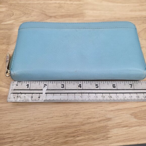 Kate Spade New York Round Zipper Wallet Cedar Street Lacey Light Blue - Picture 7 of 10